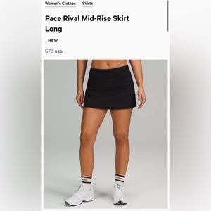 LULULEMON Pace Rival Skirt - Black 14 Long
